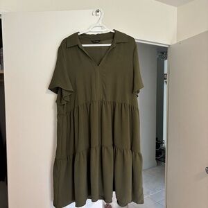 Tahari Olive Green Tiered Dress size XXL